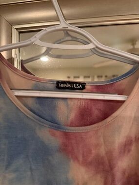 HEIMISH USA Tie-Dye Scoop Neck Tee in Blue and Pink